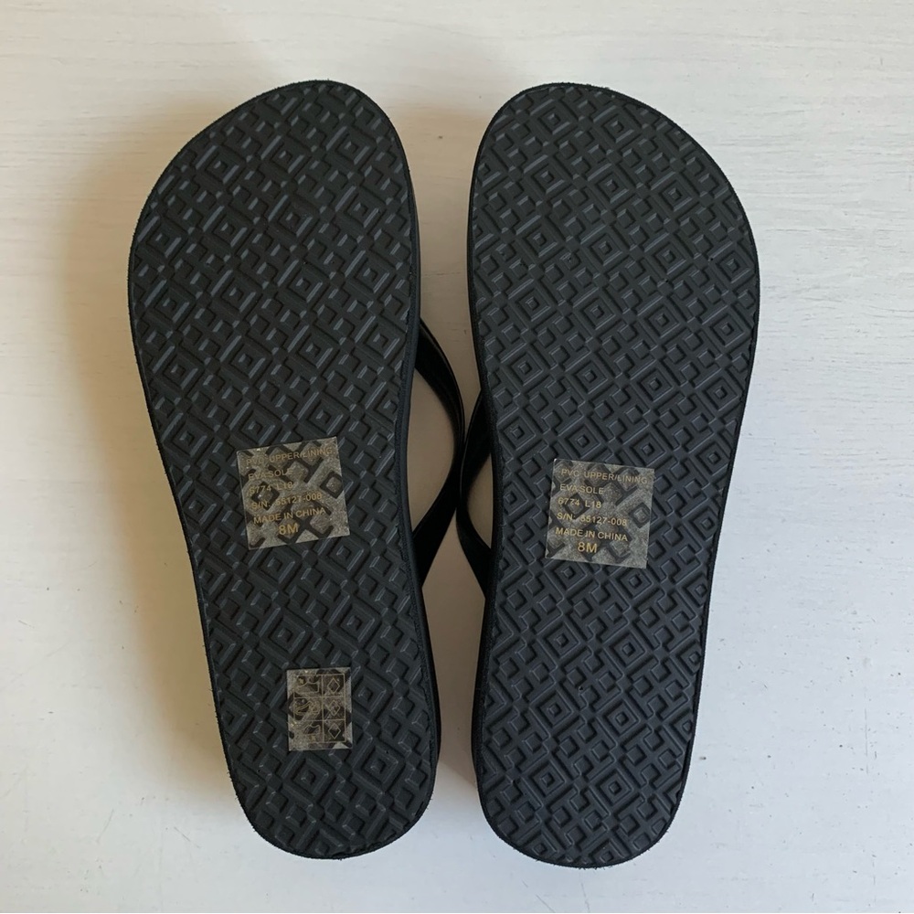 Tory Burch Emory Women's Black Platform Flip Flop Sandals Size 8 - Picture 8 of 9